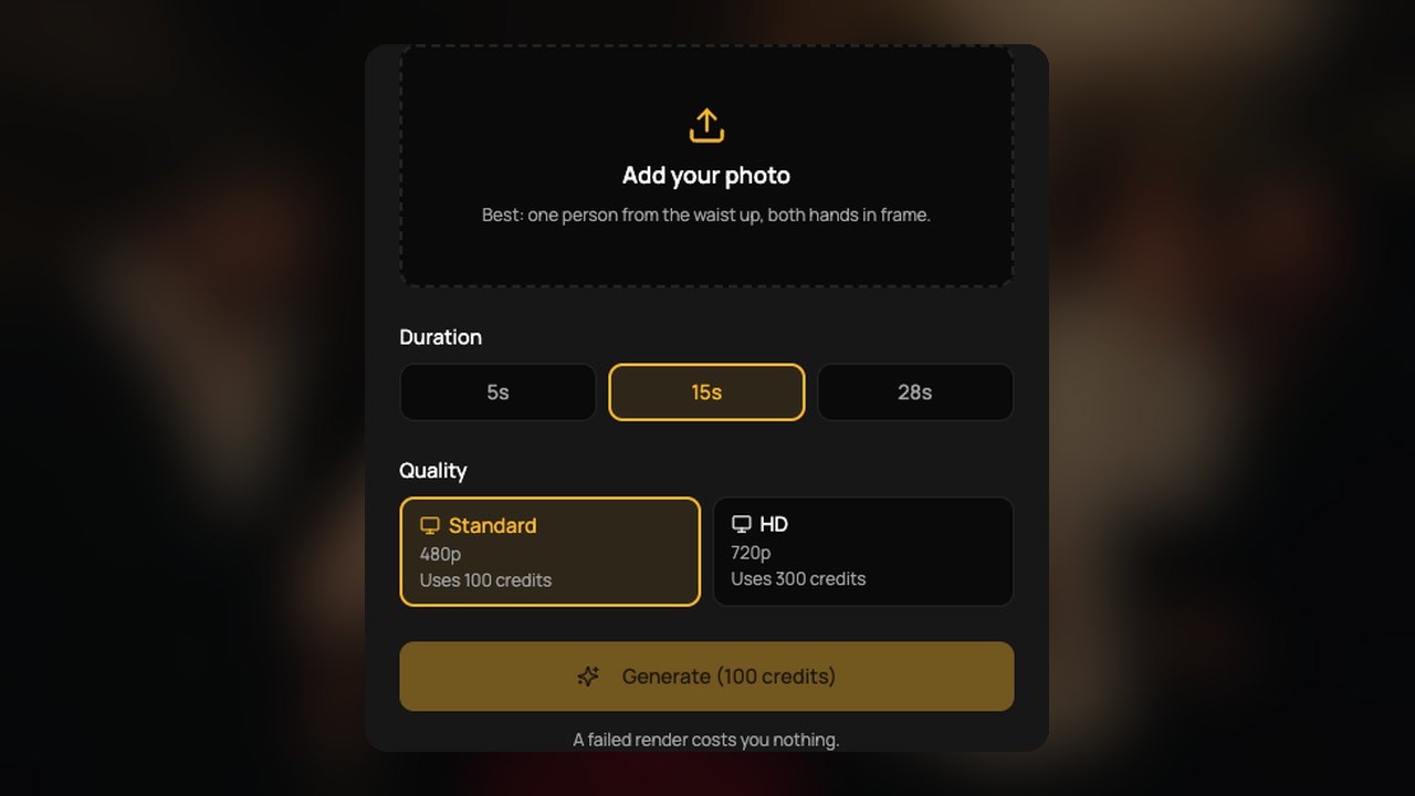 Length and quality buttons in the generator, ready for Generate