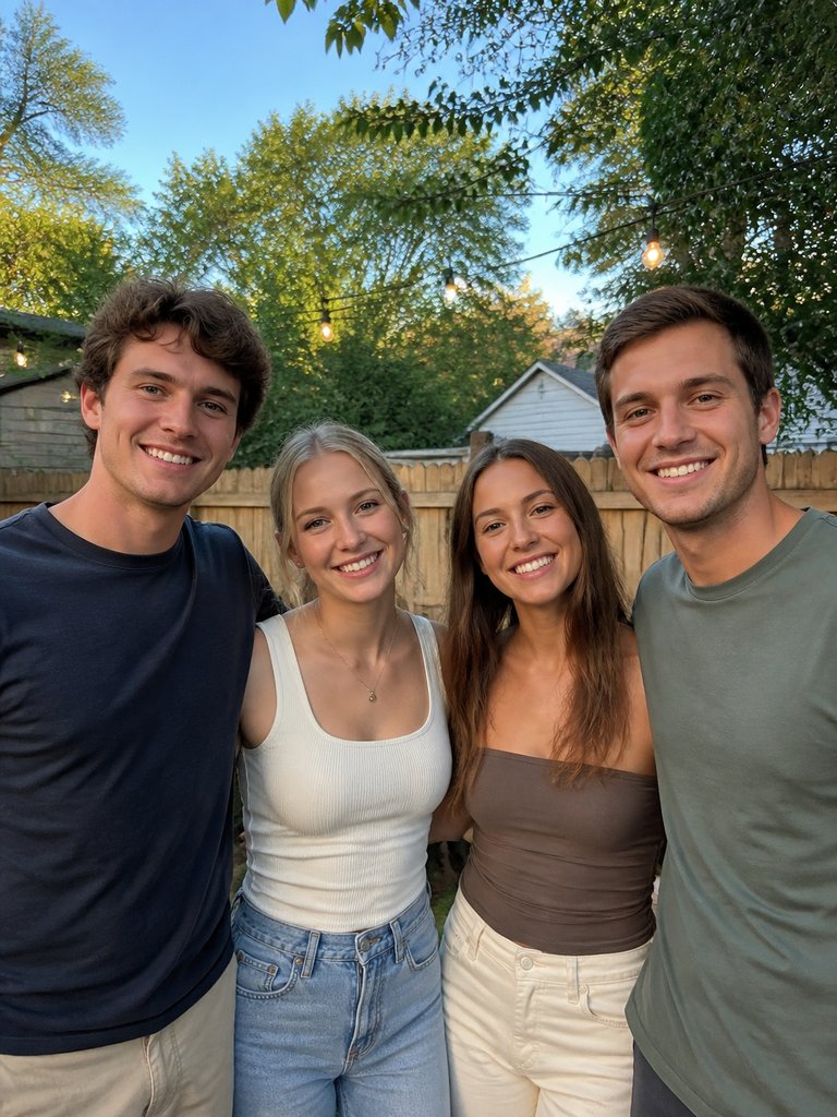 Four friends together in one photo
